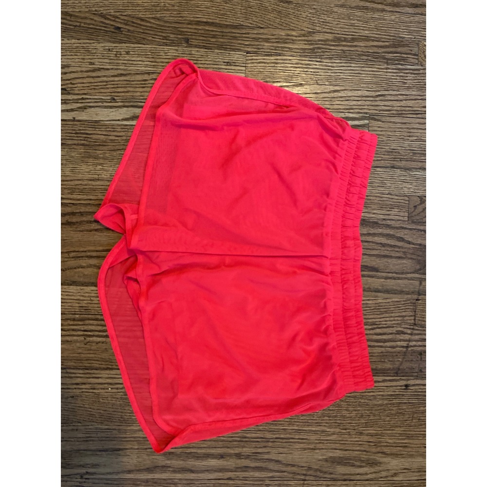 Daisy Fuentes Fit Womens Neon Pink Mesh Layer Athletic Running Shorts Large